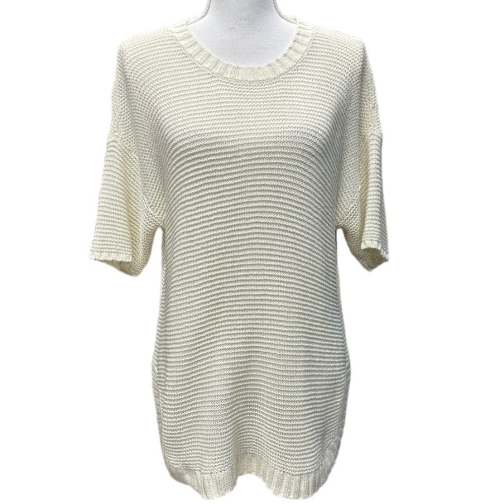 Lauren Ralph Lauren‎ Cream Neutral Hi Lo Loose Knit Sweater Size L